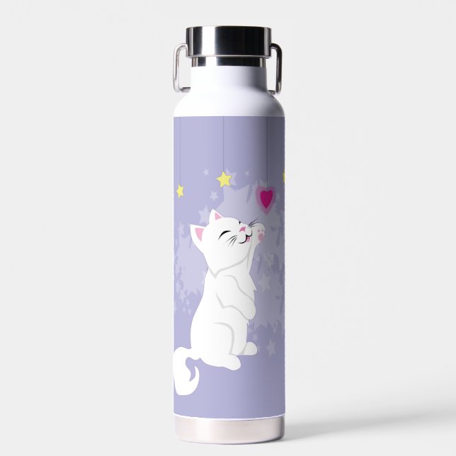 Valentines Day Cat Water Bottle (Front)