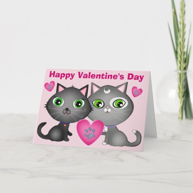 Valentine's Day Cats Greeting Card (Front)