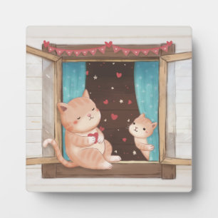 Valentine's Day: Cats & Hearts Illustration Plaque