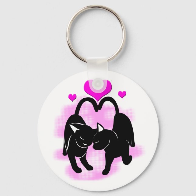 Valentines Day Cats Key Ring (Front)