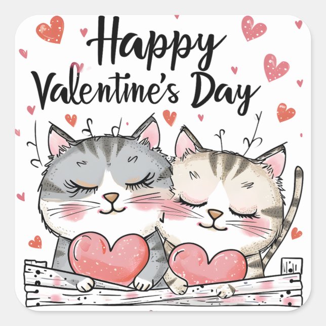 Valentine's Day Cats Sticker (Front)