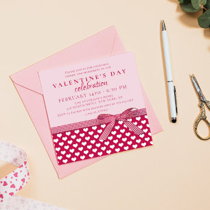 Valentine's Day Celebration Red Bow Invitation