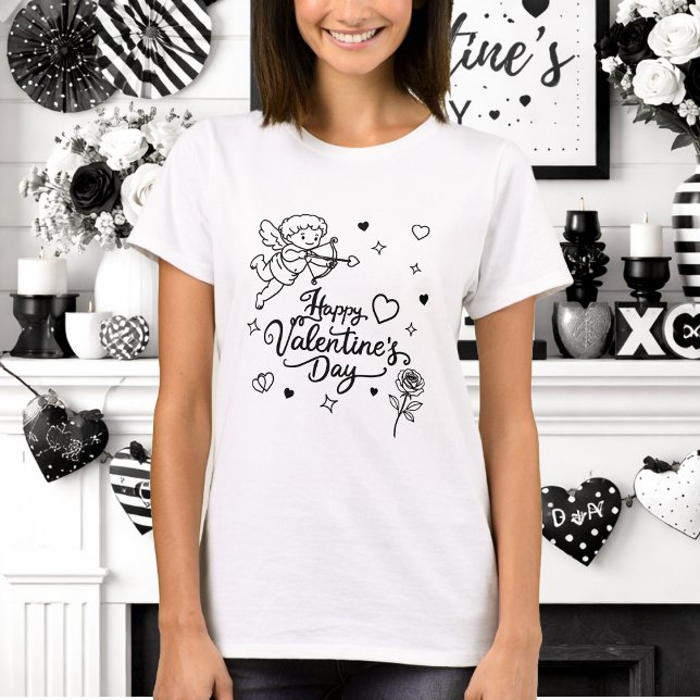 Valentines Day Cherub & Romantic Doodle Design T-Shirt (Creator Uploaded)