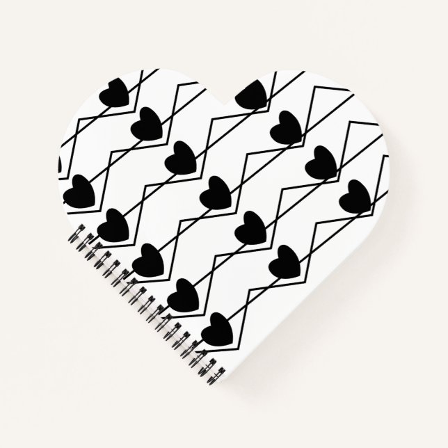 Valentines Day Chevron Stripe Hearts Pattern Notebook (Front)