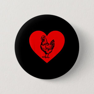 Valentines Day Chicken Farmers Funny Chicken Heart 6 Cm Round Badge