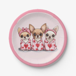 Valentines Day Chihuahua Dogs Paper Plate