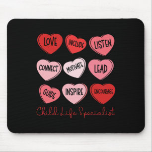 Valentine's Day Child Life Specialist Cute Hearts Mouse Pad