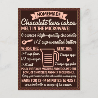 Valentine's Day  Chocolate Lava Cake Recipe Postcard