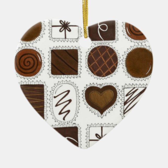 Valentine's Day Chocolates Chocoholic Bon Bons Ceramic Tree Decoration (Front)