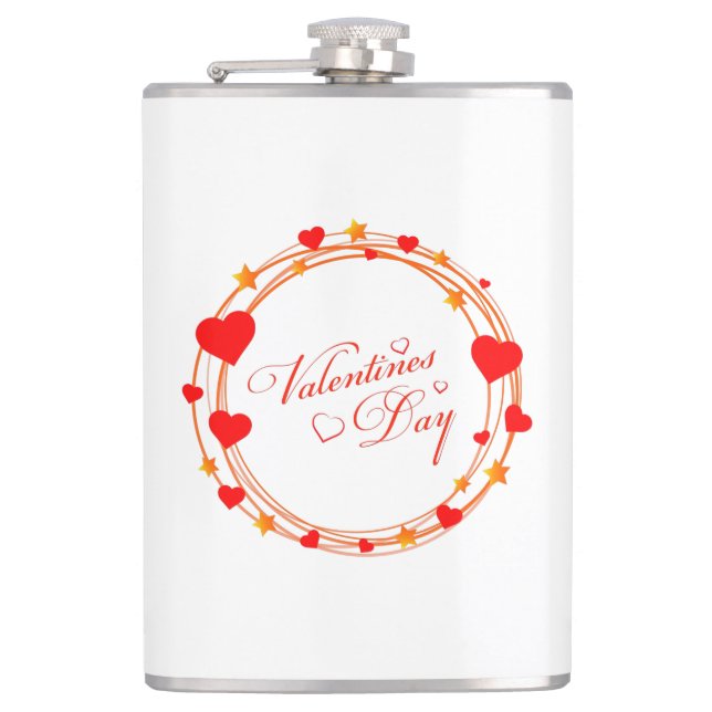Valentine's Day Circle Design-25695 Hip Flask (Front)