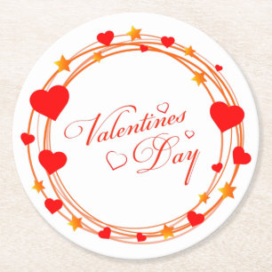 Valentine's Day Circle Design-25695 Round Paper Coaster