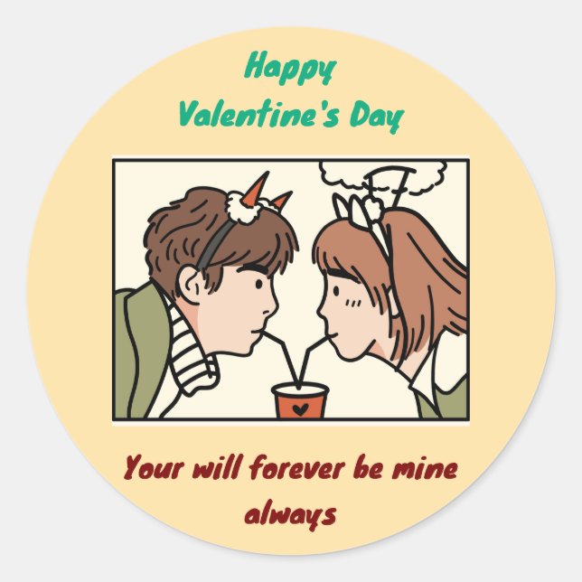 Valentine's Day Classic Round Sticker (Front)