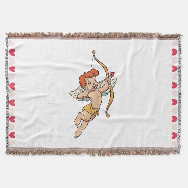 Valentine's Day classic/vintage Cupid Throw Blanket (Front)