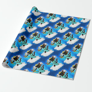 Valentine's Day Coal Black Cupid Cat+BGC Wrapping Paper