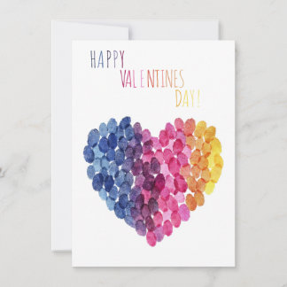 Valentine's Day, colorful Heart of fingerprints, Holiday Card