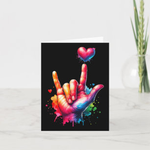 Valentines Day Colourful Asl I Love You Heart Wome Card