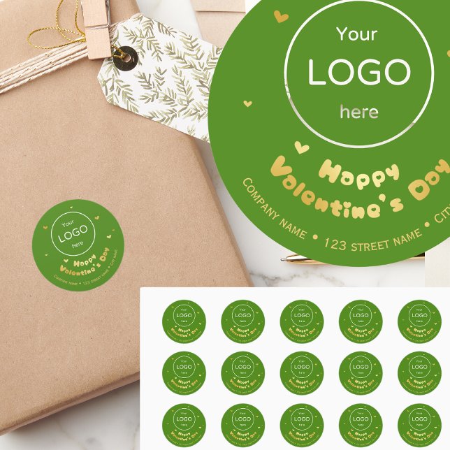Valentine's day company shop logo green Sticker (Creator Uploaded)