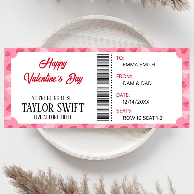 Valentines Day Concert Gift Ticket For Him Her Invitation (Creator Uploaded)
