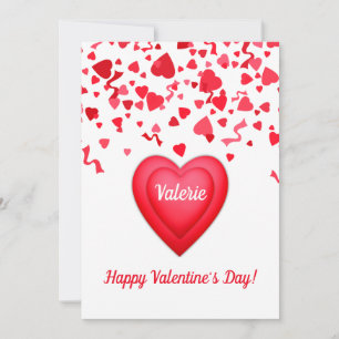 Valentine's Day Confetti Hearts Personalised Card