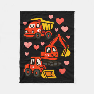 Valentine's Day Construction Trucks Funny Artwork Fleece Blanket