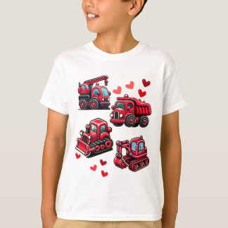Valentines Day Construction Trucks Funny Boys Kids T-Shirt