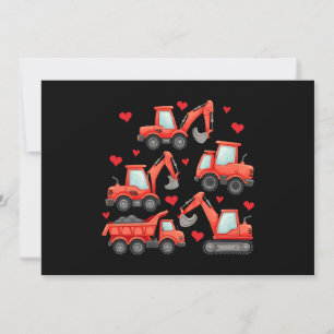 Valentines Day Construction Trucks Invitation