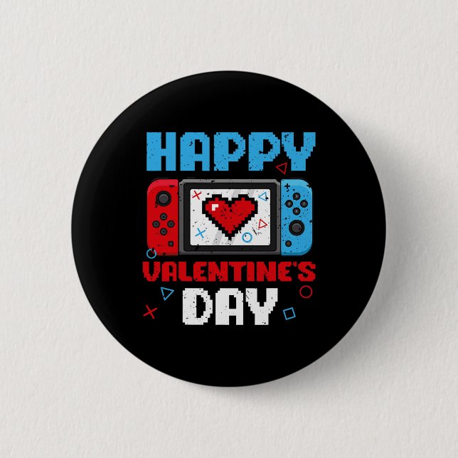 Valentines Day Controller Video Game Heart Boys Pa 6 Cm Round Badge (Front)