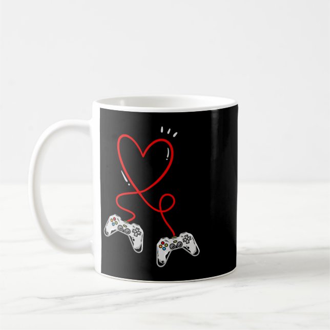 Valentines Day Controllers Heart Video Game Gamer  Coffee Mug (Left)