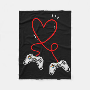 Valentines Day Controllers Heart Video Game Gamer  Fleece Blanket