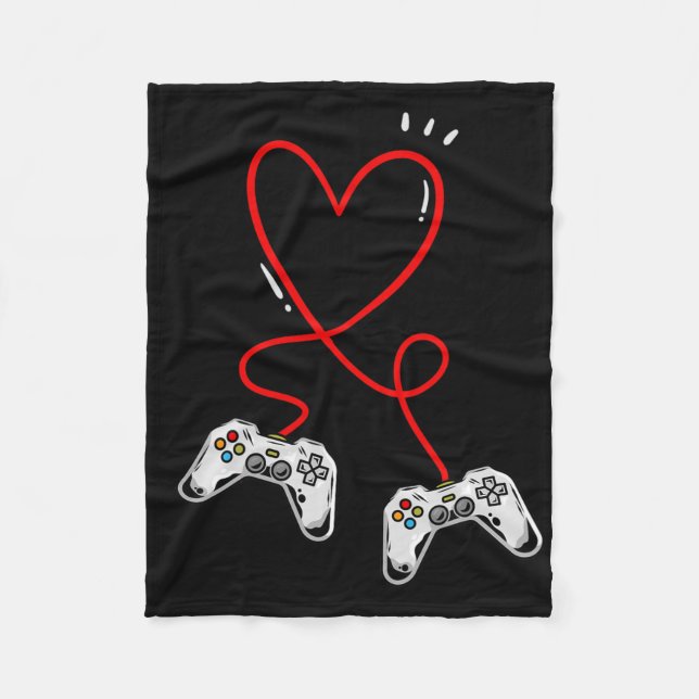 Valentines Day Controllers Heart Video Game Gamer  Fleece Blanket (Front)