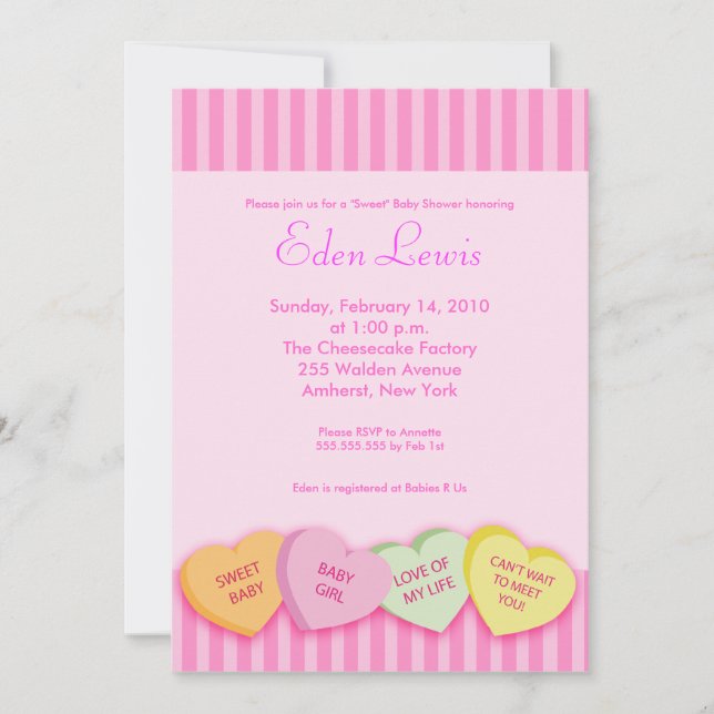 Valentines Day Conversation Heart Baby Shower Invitation (Front)