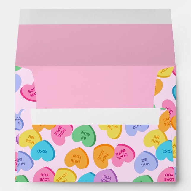 Valentine's day conversation hearts love quotes envelope (Back (Bottom))