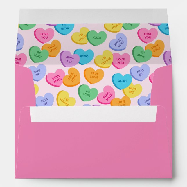 Valentine's day conversation hearts love quotes envelope (Back (Bottom))