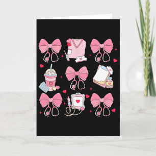 Valentine's Day Coquette Bow Nurse - Black, Small, Card