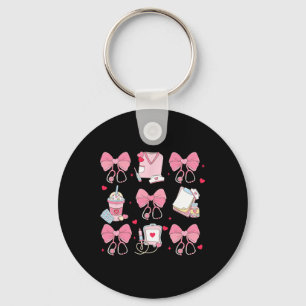 Valentine's Day Coquette Bow Nurse - Black, Small, Key Ring
