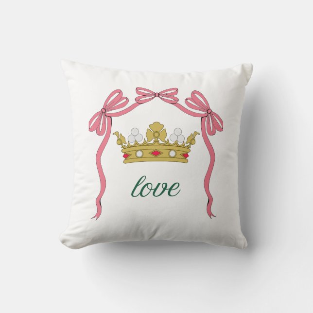 Valentine's Day Coquette Heart Bow Valentine's Cushion (Front)