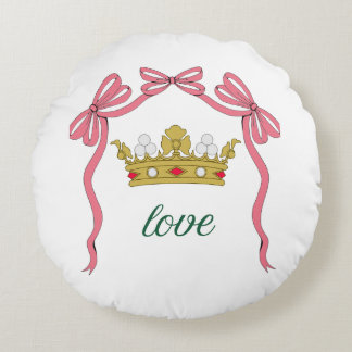 Valentine's Day Coquette Heart Bow Valentine's Round Cushion