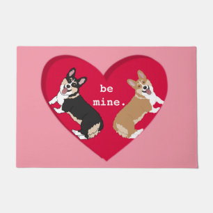 Valentines Day Corgi  Doormat