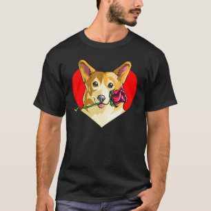 Valentines Day Corgi Rose Heart Women Men Girl T-Shirt
