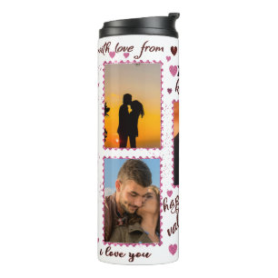 Valentines Day Couples Glitter Photo Collage Thermal Tumbler