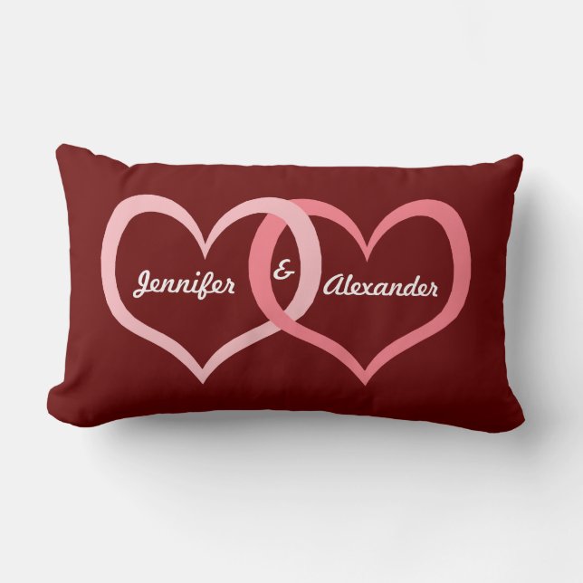 Valentine's Day Couples Name Heart Love Art Lumbar Cushion (Front)