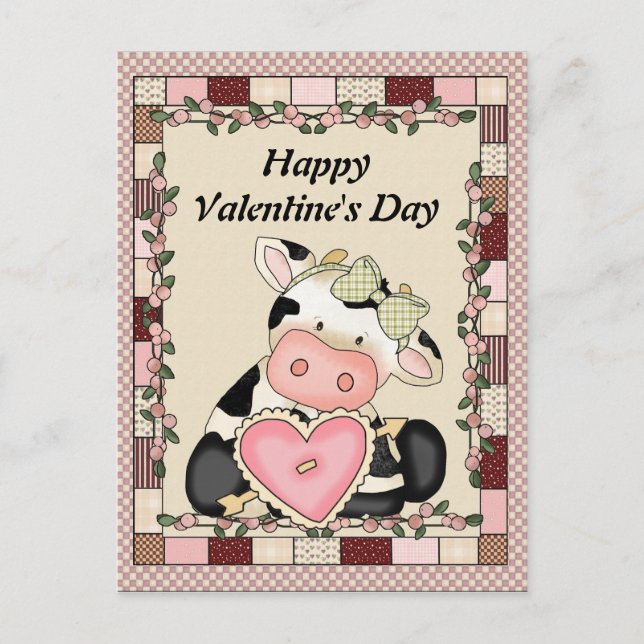 Valentine's Day Cow Postcard (Front)