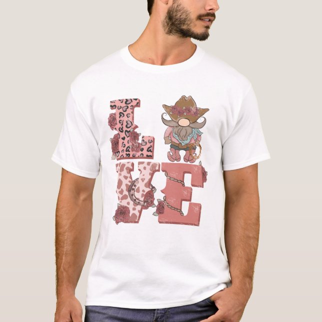 Valentine's Day Cowboy Gnome T-Shirt (Front)