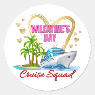 Valentine's Day Cruise Squad Vacation Travel Match Classic Round Sticker