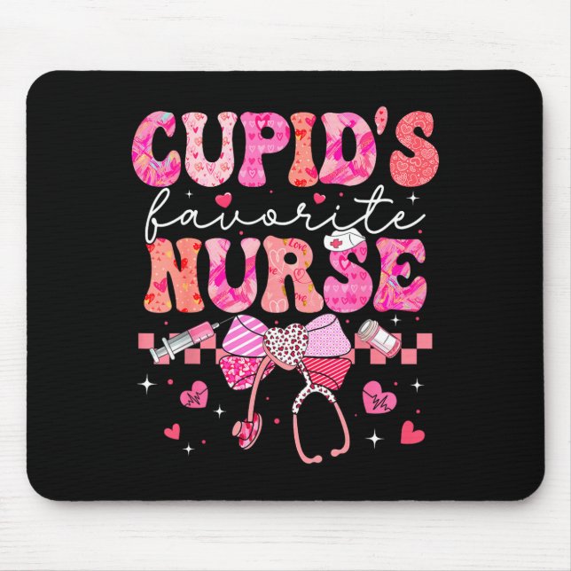 Valentines Day Cud’s Favorite Nurse Heart Girl Wom Mouse Pad (Front)