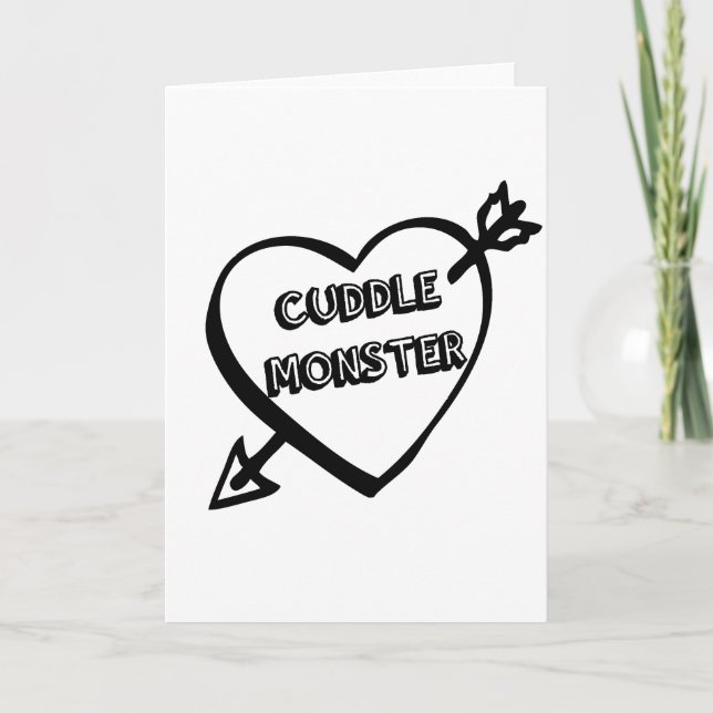 Valentine's Day Cuddle Monster Holiday Card (Front)