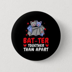 Valentine's Day Cuddling Cute Bats Couple Bat Vale 6 Cm Round Badge