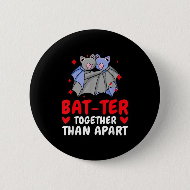 Valentine's Day Cuddling Cute Bats Couple Bat Vale 6 Cm Round Badge (Front)