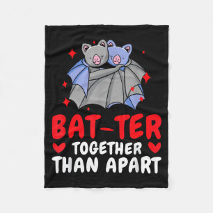 Valentine's Day Cuddling Cute Bats Couple Bat Vale Fleece Blanket