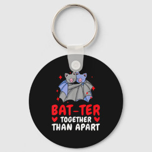 Valentine's Day Cuddling Cute Bats Couple Bat Vale Key Ring